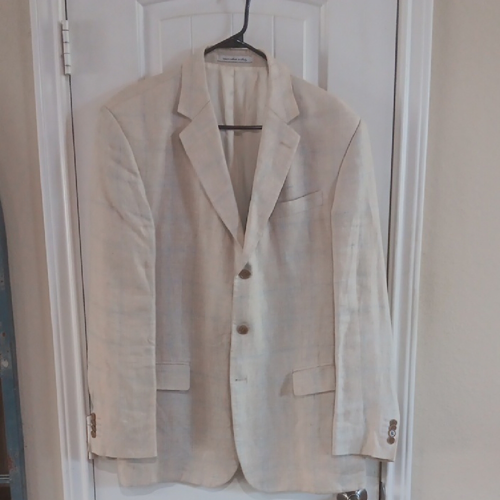 Vtg Cacharel 100% Linen 3-button Blazer Coastal Old Money
